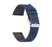 Rimmean 1pc Leather Strap 20/22mm Canvas Watchband Soft Waterproof Sport Wristband Bracelet For Men Women Smartwatch Straps Belt(Blue,22mmBlack Buckle)