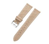 Rimmean 1pc Leather Watch Band 18mm 20mm 22mm Black Gray Brown Canvas Universal Soft Watchband Business for Men Women Accessories(Khaki-Silver Buckle,22mm)