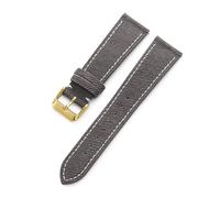 Rimmean 1pc Leather Watch Band 18mm 20mm 22mm Black Gray Brown Canvas Universal Soft Watchband Business for Men Women Accessories(Black-Gold Buckle,22mm)
