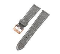 Rimmean 1pc Leather Watch Band 18mm 20mm 22mm Black Gray Brown Canvas Universal Soft Watchband Business for Men Women Accessories(Gray-Rosegold,20mm)