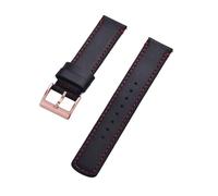 Rimmean 1pc Leather Watch Strap 20mm 22mm With Release Bands Black Silver Buckle For Men's Watches Accessories(Black Red(Rose gold),20mm)