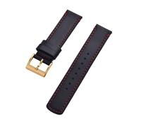 Rimmean 1pc Leather Watch Strap 20mm 22mm With Release Bands Black Silver Buckle For Men's Watches Accessories(Black Red(Gold),20mm)