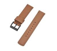 Rimmean 1pc Leather Watch Strap 20mm 22mm With Release Bands Black Silver Buckle For Men's Watches Accessories(Khaki(Black),22mm)
