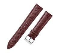 Rimmean 1pc Lizard Pattern Genuine Leather Watchband 15mm 20mm 21mm Watch Bracelet For Wristwatches Band(Brown silver buckle,21mm)