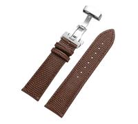 Rimmean 1pc Lizard Print Genuine Leather Watch Band 14mm 16mm 18mm 19mm 20mm 21mm 22mm Replacement Bracelet Belt Butterfly Buckle Wristband(Brown,14mm)