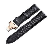 Rimmean 1pc Lizard Texture Butterfly Buckle Leather Watchband Watch Strap Universal Band 14mm 16mm 18mm 20mm 22mm 24mm(Black Rosegold,24mm)