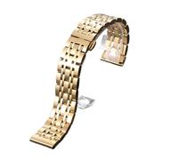 Rimmean 1pc Metal Wristbelt Solid Stainless Steel WatchBand Strap Men Women Wristband Universal Curved End Smartwatch Bracelet Belt(Gold,21mm)