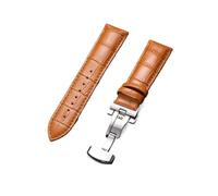 Rimmean 1pc Soft Leather Watchband Replacement Wrist Belt Straps 21/22/24mm Butterfly Clasp Universal Bracelet(Light Brown,22mmSilver Buckle)