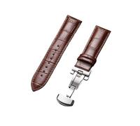 Rimmean 1pc Soft Leather Watchband Replacement Wrist Belt Straps 21/22/24mm Butterfly Clasp Universal Bracelet(Brown,21mm Black Buckle)