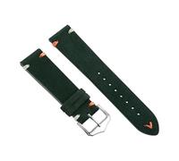 Rimmean 1pc Soft Suede Strap 20mm 22mm Handmade Stitching Brown Watch Bands Calfskin Bracelet Release Wristband Women Men Accessories(Green-SV,20mm)