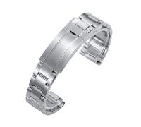 Rimmean 1pc Solid Stainless Steel Watch Band 20mm Curved Flat Strap Silver Gold Black Bracelets Folding Buckle Wristband(Silver)