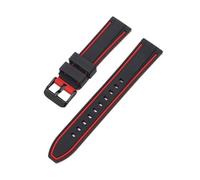 Rimmean 1pc Sport Strap 20mm 22mm Release Waterproof Watch Band Universal Men Women Double Color Bracelet(Black red02,22mm)
