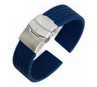 Rimmean 1pc Strap 18mm 20mm 22mm 24mm Stainless Steel Folding Buckle Replacement Men Women Sport Waterproof Watch Band(Dark blue,18mm)
