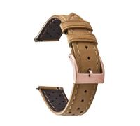 Rimmean 1pc Universal Leather Watch Band 18/20/22mm Release Strap Vintage Straps For Men Women Breathable Bracelet Belt(Khaki-Rose Gold,18mm)