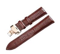 Rimmean 1pc Universal Leather Watchband With Butterfly Buckle Lizard Pattern Watch Band 14mm 16mm 18mm 20mm 22mm 24mm(Brown Rosegold,16mm)