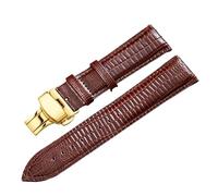 Rimmean 1pc Universal Leather Watchband With Butterfly Buckle Lizard Pattern Watch Band 14mm 16mm 18mm 20mm 22mm 24mm(Brown Gold,14mm)