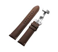 Rimmean 1pc Vintage Cowhide Watch Strap 20mm 22mm Matte Leather Watchband Release Butterfly Buckle Wristband(Dark brown,20mm)