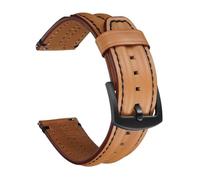 Rimmean 1pc Vintage Oil Wax Cowhide Strap 20mm 22mm 24mm Double Bone Men's Genuine Leather Watchbands For Galaxy Watch 7/6/5/4(Light Brown,24mm)
