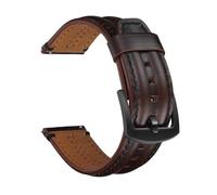 Rimmean 1pc Vintage Oil Wax Cowhide Strap 20mm 22mm 24mm Double Bone Men's Genuine Leather Watchbands For Galaxy Watch 7/6/5/4(Wine Red,20mm)