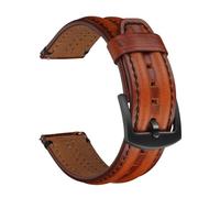 Rimmean 1pc Vintage Oil Wax Cowhide Strap 20mm 22mm 24mm Double Bone Men's Genuine Leather Watchbands For Galaxy Watch 7/6/5/4(Oily Brown,20mm)