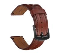 Rimmean 1pc Vintage Oil Wax Cowhide Strap 20mm 22mm 24mm Double Bone Men's Genuine Leather Watchbands For Galaxy Watch 7/6/5/4(Dark Brown,22mm)
