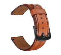 Rimmean 1pc Vintage Oil Wax Cowhide Strap 20mm 22mm 24mm Double Bone Men's Genuine Leather Watchbands For Galaxy Watch 7/6/5/4(Brown,20mm)