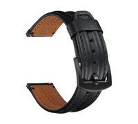 Rimmean 1pc Vintage Oil Wax Cowhide Strap 20mm 22mm 24mm Double Bone Men's Genuine Leather Watchbands For Galaxy Watch 7/6/5/4(Black,22mm)
