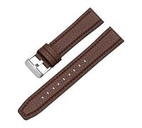 Rimmean 1pc Waterproof Leather Wrist Strap For Universal Watchband For Men Women Slub/Litchi/smooth Pattern Bracelet(Litchi-dark brown,20mm)