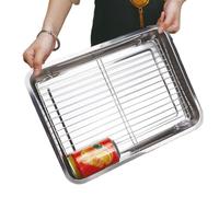 Rimmed Baking Pan - Stainless Steel Cookie Sheet with Cooling Rack for Fruit, Vegetable, Meat, Bread, Cake, Kitchen, Cooking, Home, Apartment, BBQ, Grilling | Festive Indoor Accessories for Holiday Pa