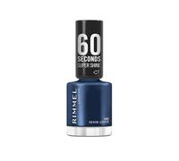 Rimmel 60 Seconds Super Shine Nail Polish, 102 Denim Lover, Quick-Dry Nail Polish, Ultra-Shiny Finish, Easy to Apply, Vibrant Colour, Long-Wearing, Clean and Improved Formula, Vegan, 8ml