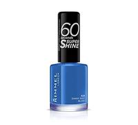 Rimmel 60 Seconds Super Shine Nail Polish, 828 Danny Boy, Blue!, Quick-Dry Nail Polish, Ultra-Shiny Finish, Easy to Apply, Vibrant Colour, Long-Wearing, Improved Formula, Vegan, 8ml