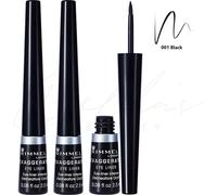 RIMMEL Exaggerate Long Lasting Smudgeproof Liquid Eyeliner - Black PACK OF 3