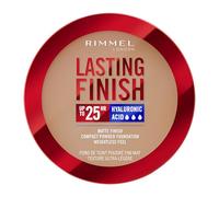 Rimmel Lasting Finish 25 HR Compact Foundation 010 Latte, Matte Buildable Coverage, Powder-to-Cream, Anti-Pollution Shields, SPF 20, Hyaluronic Acid, Waterproof, Hides Imperfections