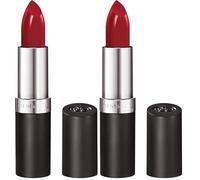 Rimmel Lasting Finish Lipstick 001 River-Ting Red, Creamy Satin Finish, Long Lasting 8 HR Wear, Comfortable Formula, Rich Pigment (Pack of 2)