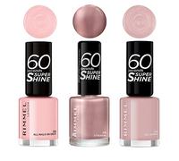 Rimmel London 60 Seconds Super Shine Pastel Pink Nail Polish Trio (Pack of 3)