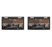 Rimmel London Brow This Way Eyebrow Powder Sculpting Kit, Groomed Finish and Ultimate Precision with Duo Compact Formula, Dark Brown (Pack of 2)