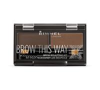 Rimmel London Brow This Way Eyebrow Powder Sculpting Kit, Groomed Finish and Ultimate Precision with Duo Compact Formula, Dark Brown