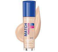 Rimmel Match Perfection Foundation 010 Light Porcelain, Medium Coverage, 24hr Hydration, No Caking or Creasing, Lightweight, Reduces Imperfections, Invisible Coverage, SPF20, Cruelty Free
