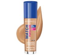 Rimmel Match Perfection Foundation 010 Light Porcelain, Medium Coverage, 24hr Hydration, No Caking or Creasing, Lightweight, Reduces Imperfections, Invisible Coverage, SPF20, Cruelty Free
