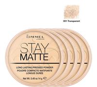 RIMMEL London Stay Matte Pressed Face Powder 14g - 001 Transparent PACK OF 5