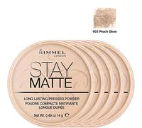 RIMMEL London Stay Matte Pressed Face Powder 14g - 003 Peach Glow PACK OF 5
