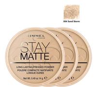 RIMMEL London Stay Matte Pressed Face Powder 14g - 004 Sandstorm PACK OF 3