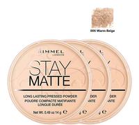RIMMEL London Stay Matte Pressed Face Powder 14g - 006 Warm Beige PACK OF 3