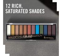 Rimmel Magnif'eyes 12 Pan Eyeshadow Palette, Bold Edition, High-shimmer, Ulra-Smooth, Blendable Formula,14 g