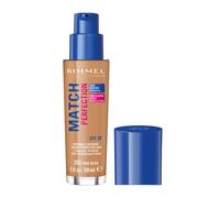 Rimmel Match Perfection Foundation 203 True Beige, Medium Coverage, 24hr Hydration, No Caking or Creasing, Lightweight, Reduces Imperfections, Invisi