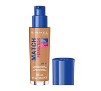 Rimmel Match Perfection Foundation 300 Sand, lMedium Coverage, 24hr Hydration, No Caking or Creasing, Lightweight, Reduces Imperfections, Invisible Coverage, SPF20, Cruelty Free