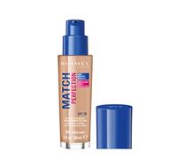 Rimmel Match Perfection Foundation 301 Warm Honey, Medium Coverage, 24hr Hydration, No Caking or Creasing, Lightweight, Reduces Imperfections, Invisible Coverage, SPF20, Cruelty Free