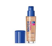 Rimmel Match Perfection Foundation 400 Natural Beige, Medium Coverage, 24hr Hydration, No Caking or Creasing, Lightweight, Reduces Imperfections, Invisible Coverage, SPF20, Cruelty Free