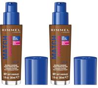 Rimmel Match Perfection Foundation 601 Soft Chocolate, Medium Coverage, 24hr Hydration, No Caking or Creasing, Lightweight, Reduces Imperfections, Invisible Coverage, SPF20, Cruelty Free (Pack of 2)
