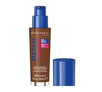 Rimmel Match Perfection Foundation 603 Chocolate, Medium Coverage, 24hr Hydration, No Caking or Creasing, Lightweight, Reduces Imperfections, Invisible Coverage, SPF20, Cruelty Free